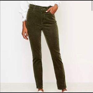 New corduroy olive green high waist skinny jeans